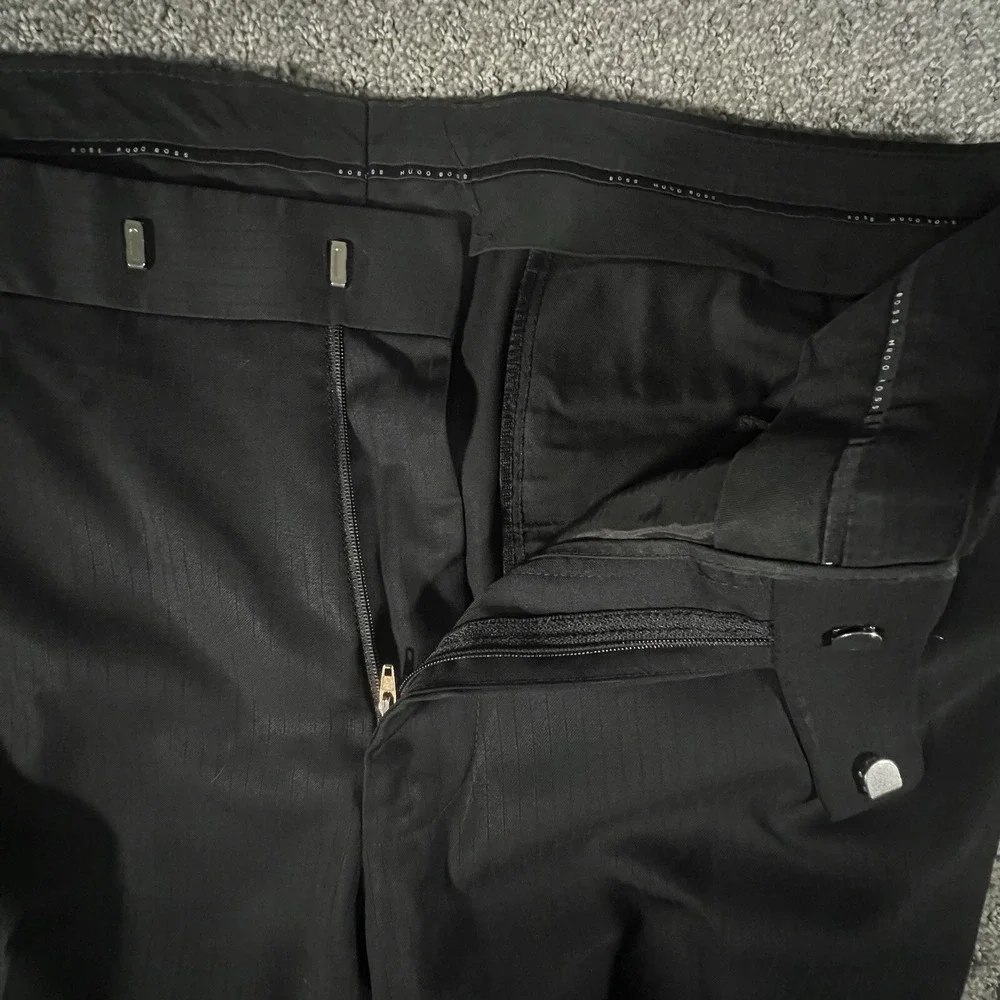 Hugo‎ Boss Scorsese Movie Suit Mens 42L Black 3-Button Wool Blend Made in USA